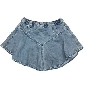 Aerie Denim Mini Skirt S Blue Find‎ Happy Everywhere Circle Jean Flare Beach NEW